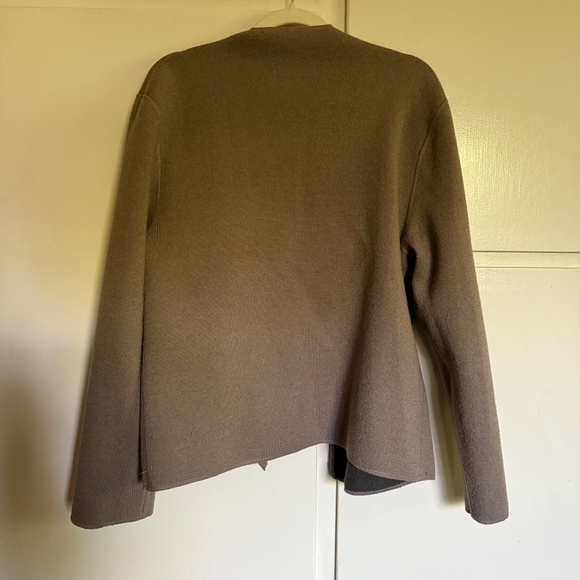 Kenar Wool Blend Reversible Cardigan Gray Beige Size Large Lagenlook - Picture 14 of 14
